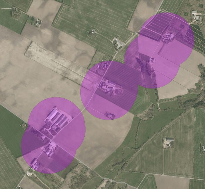 Zoomed-in view on example farms location